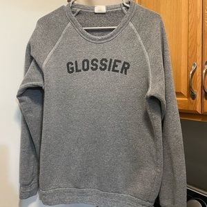 Glossier Crewneck Sweatshirt Logo Medium Grey Fleece